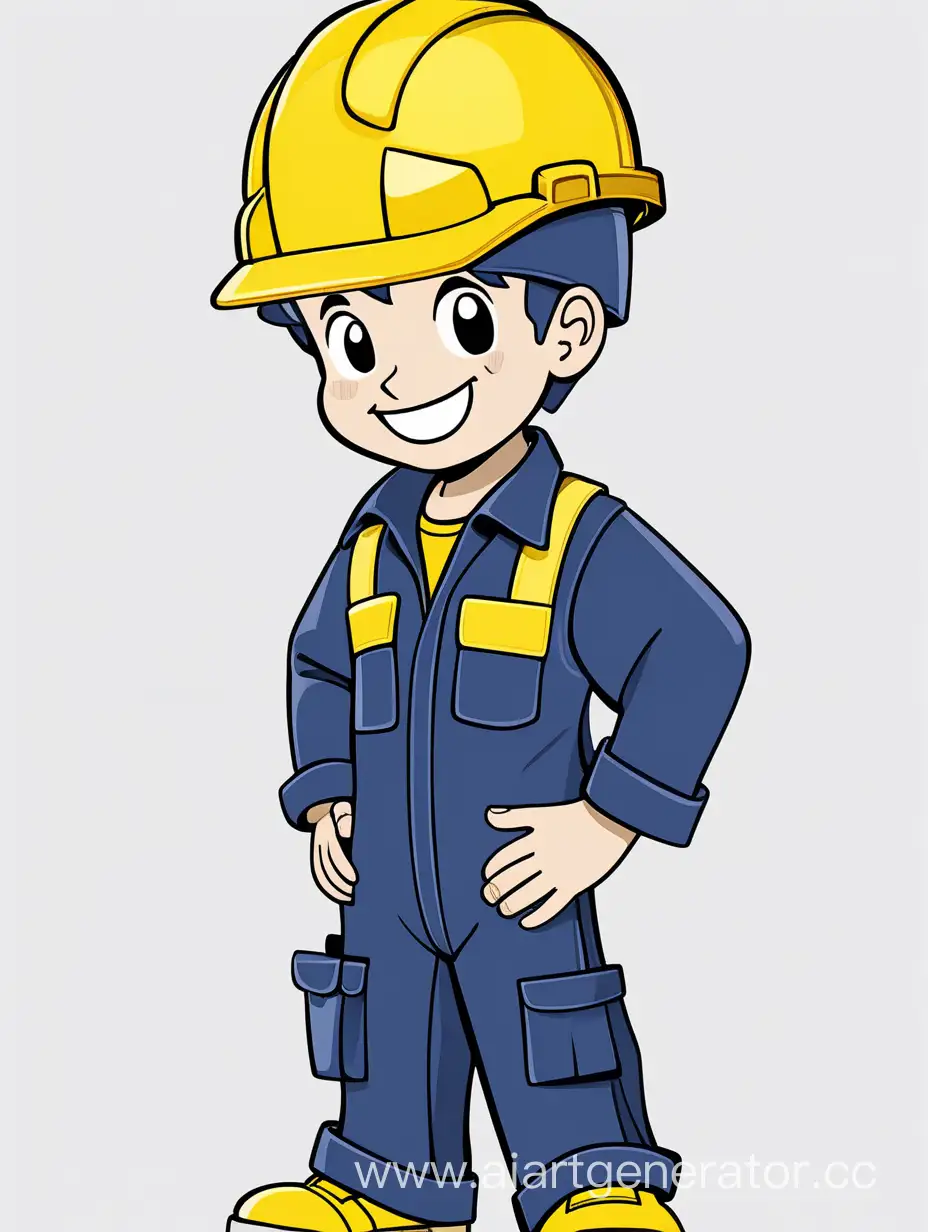 Cartoon-Style-FourHeaded-Worker-Boy-Smiling-with-Toolbox