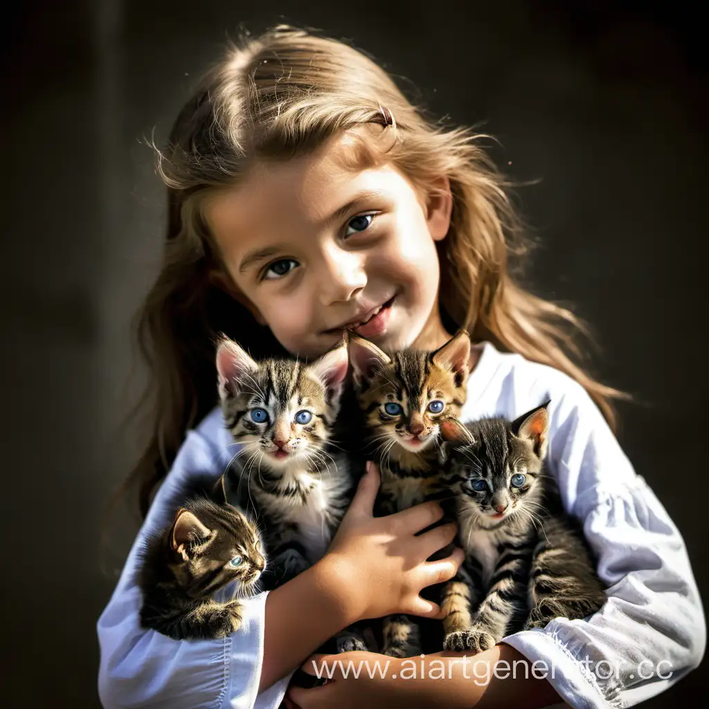 Adorable-Girl-Surrounded-by-Playful-Kittens-Heartwarming-Pet-Bonding