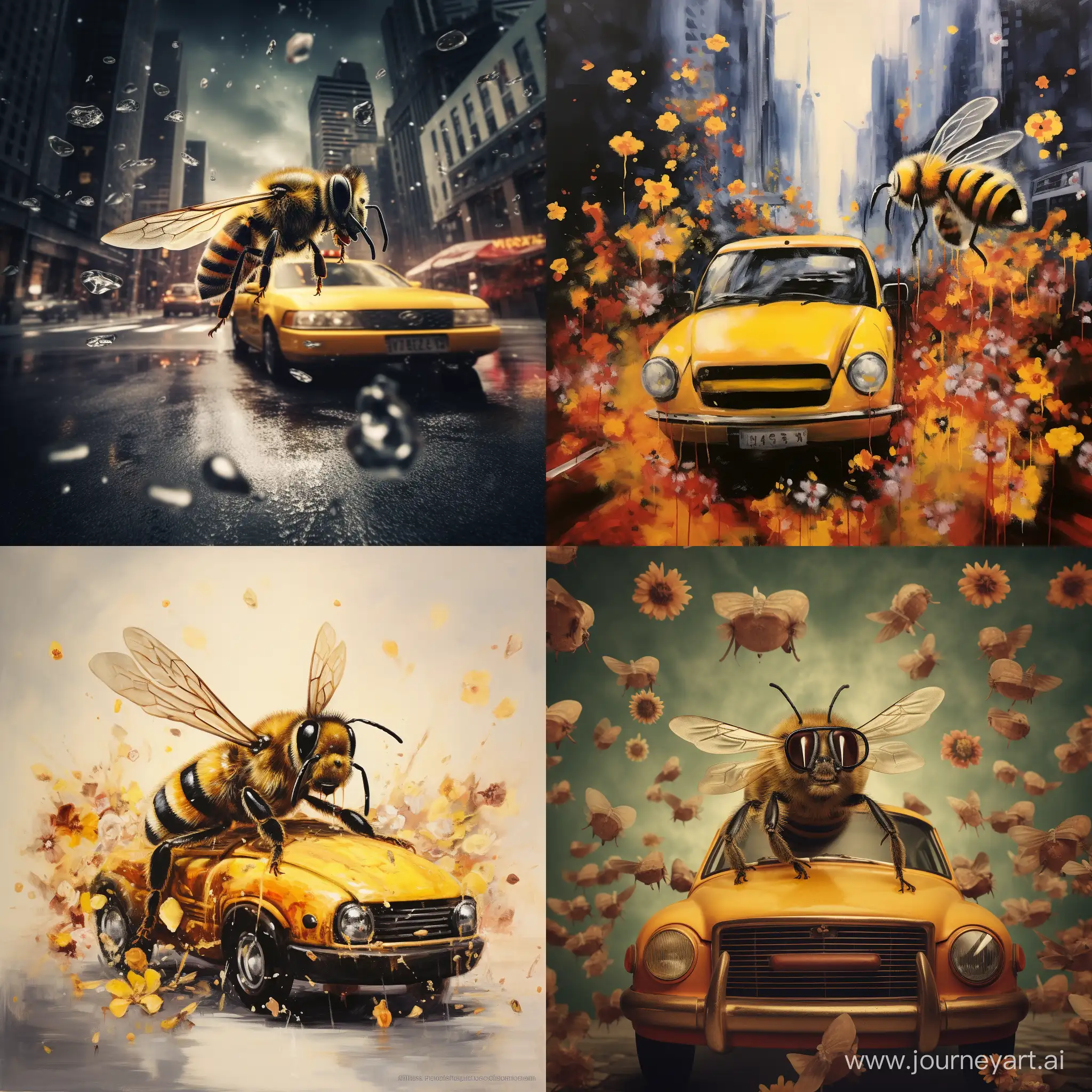 Busy-Bee-Commuting-in-a-Taxi