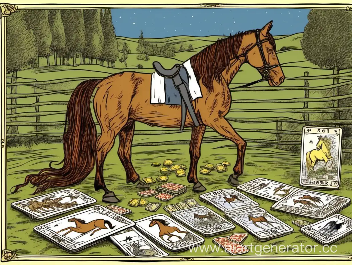 Лошадь делает расклад торо на картах