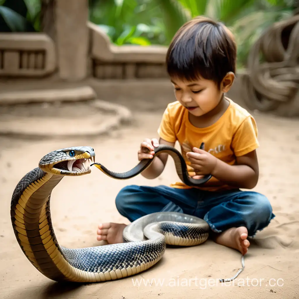 Child-Engaging-with-a-Cobra-Brave-Exploration-and-Wildlife-Connection