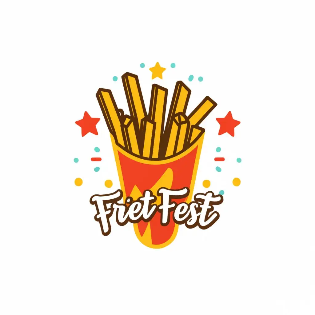 a logo design,with the text "Faas' 
Friet 
Feest", main symbol:Paper cone with fries,Moderate,be used in Restaurant industry,clear background