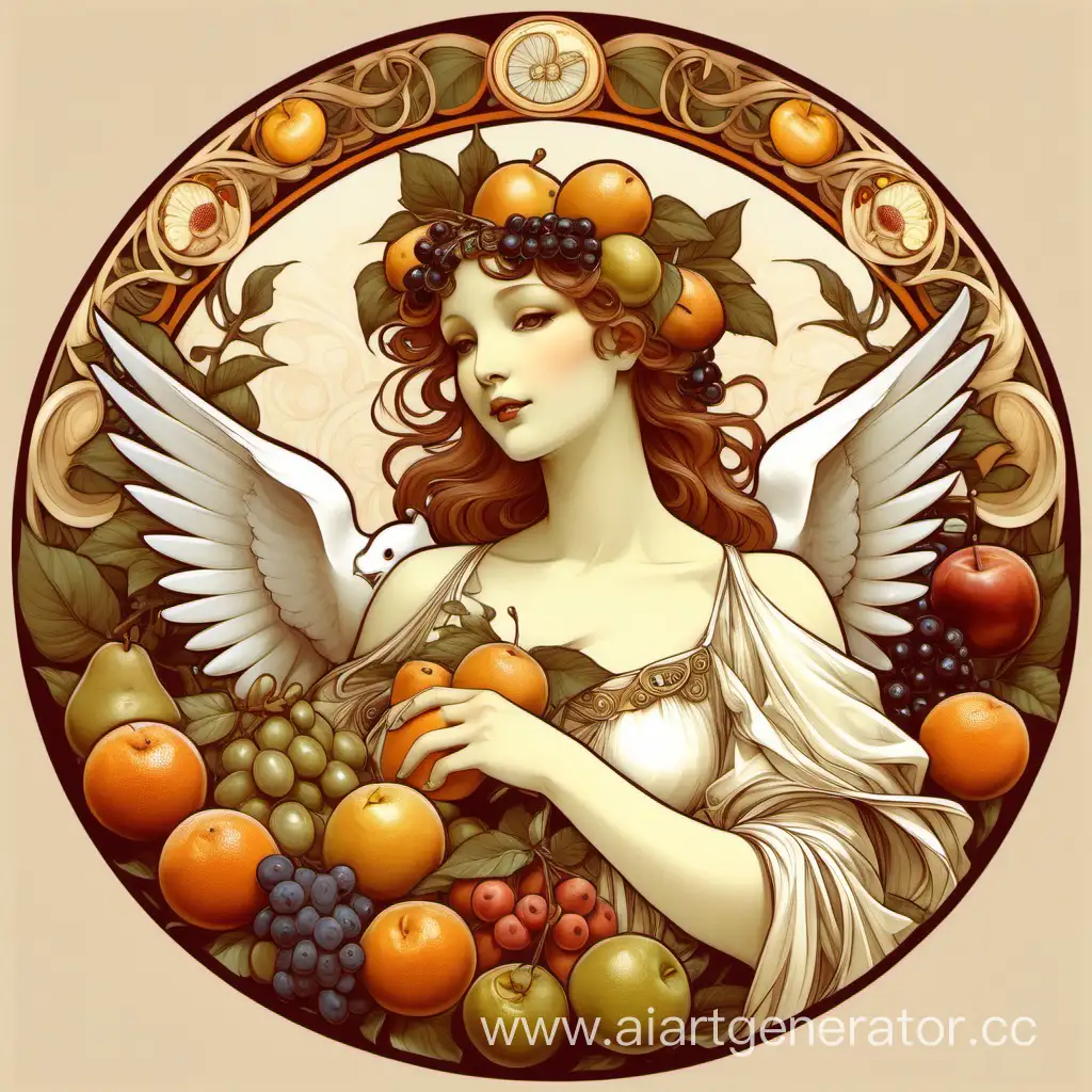 Majestic-Dove-Surrounded-by-Luscious-Fruits-Inspired-by-Alphonse-Muchas-Style