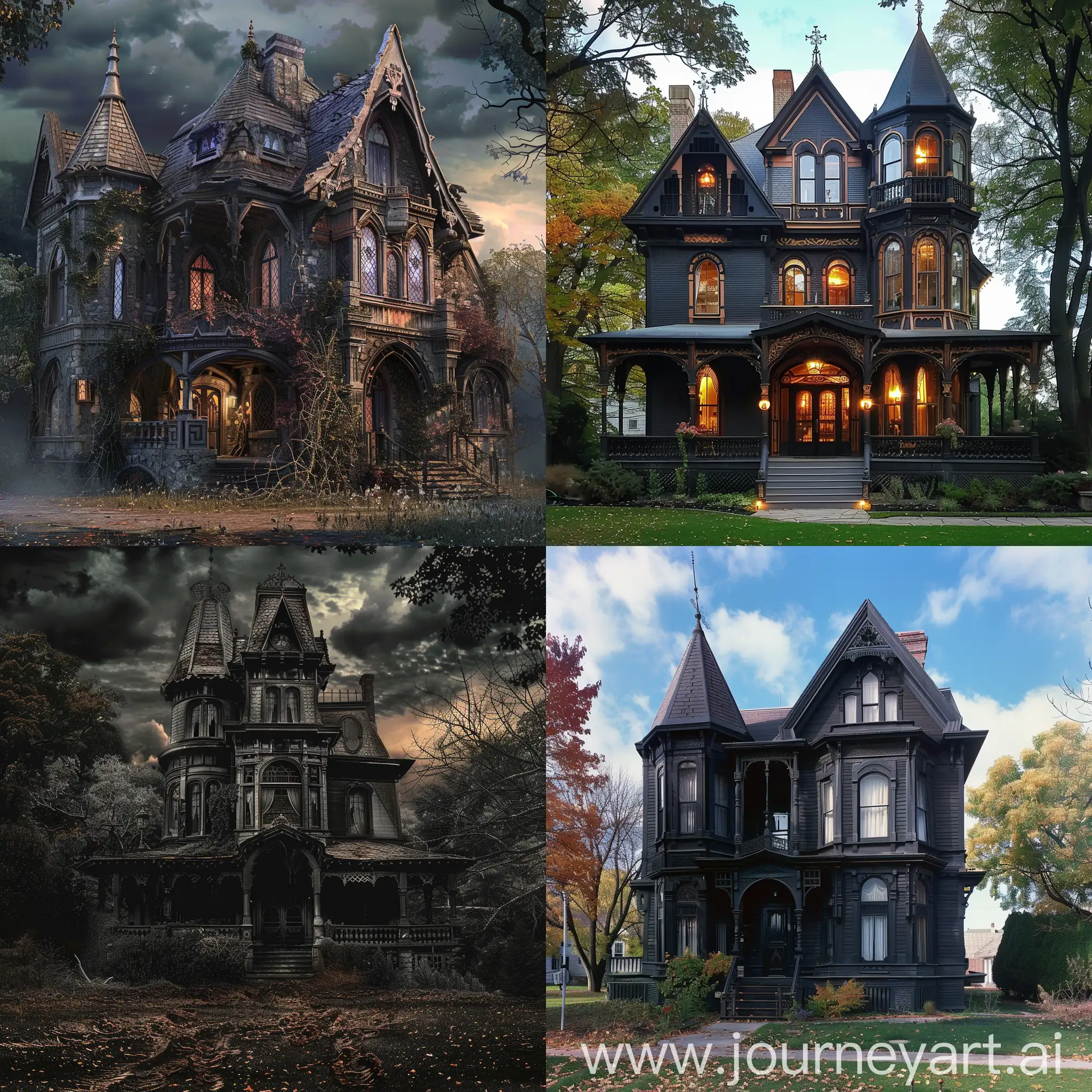 Gothic-House-at-Twilight-with-Eerie-Atmosphere