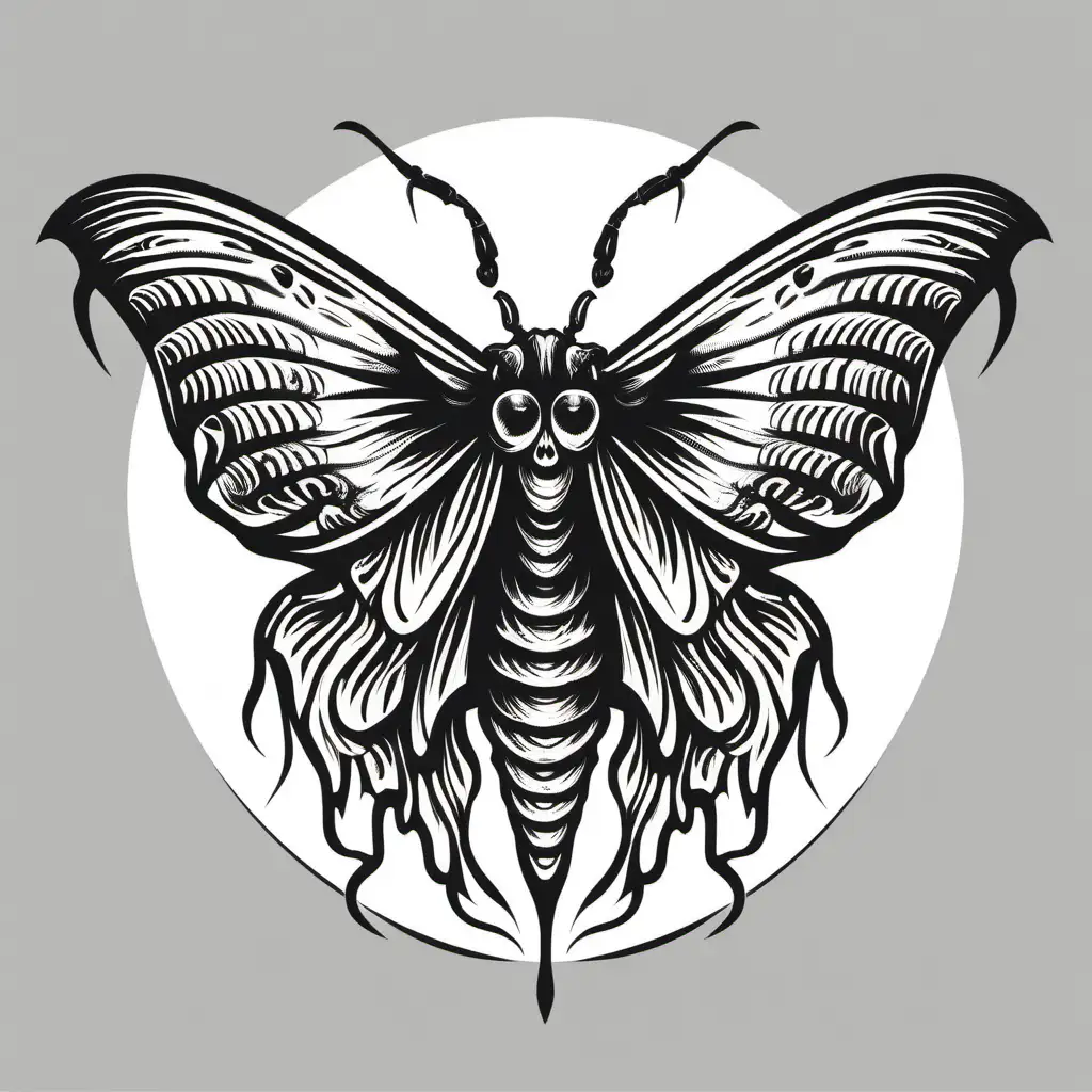 Elegant Death Moth Logo in Striking Black and White Vector Art
