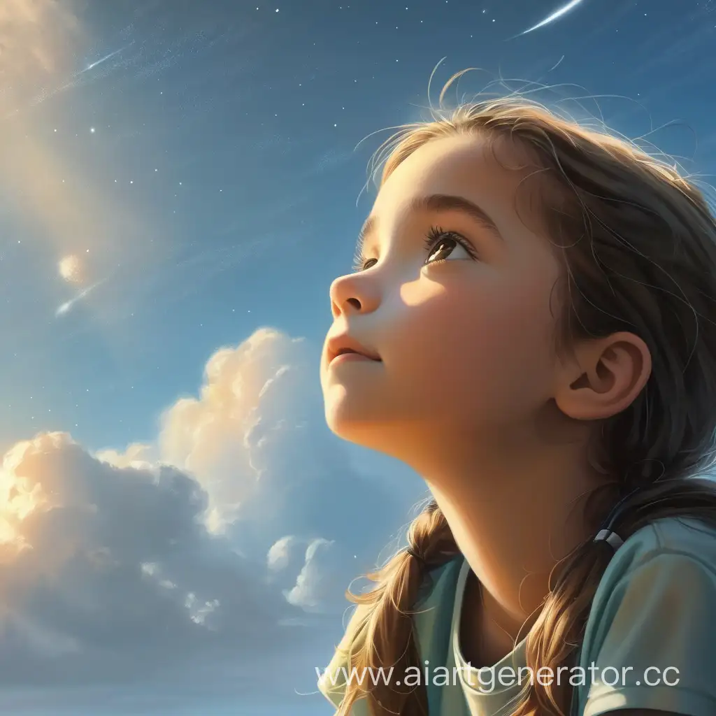 14 летняя девушкасмотрит на небо с надеждой