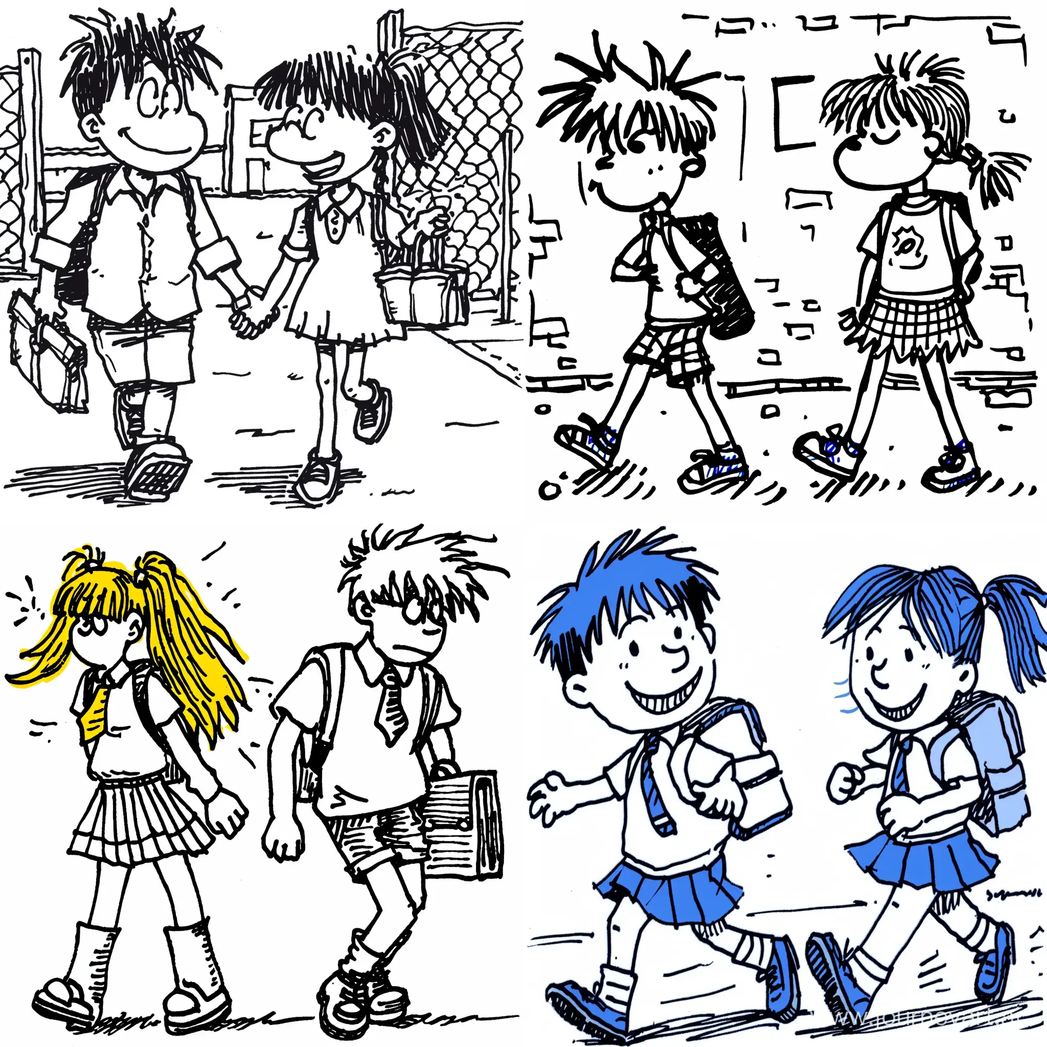 cartoon 1boy and 1girl waling to school  --sref  https://4.bp.blogspot.com/-mD1nCVDLoVk/W9--tNc-aKI/AAAAAAAASW4/En07romDrEEiVtfxKOiMxiETSnGt8QnNACK4BGAYYCw/s1600/LAT+My+Life+and+Cartoons2.jpg