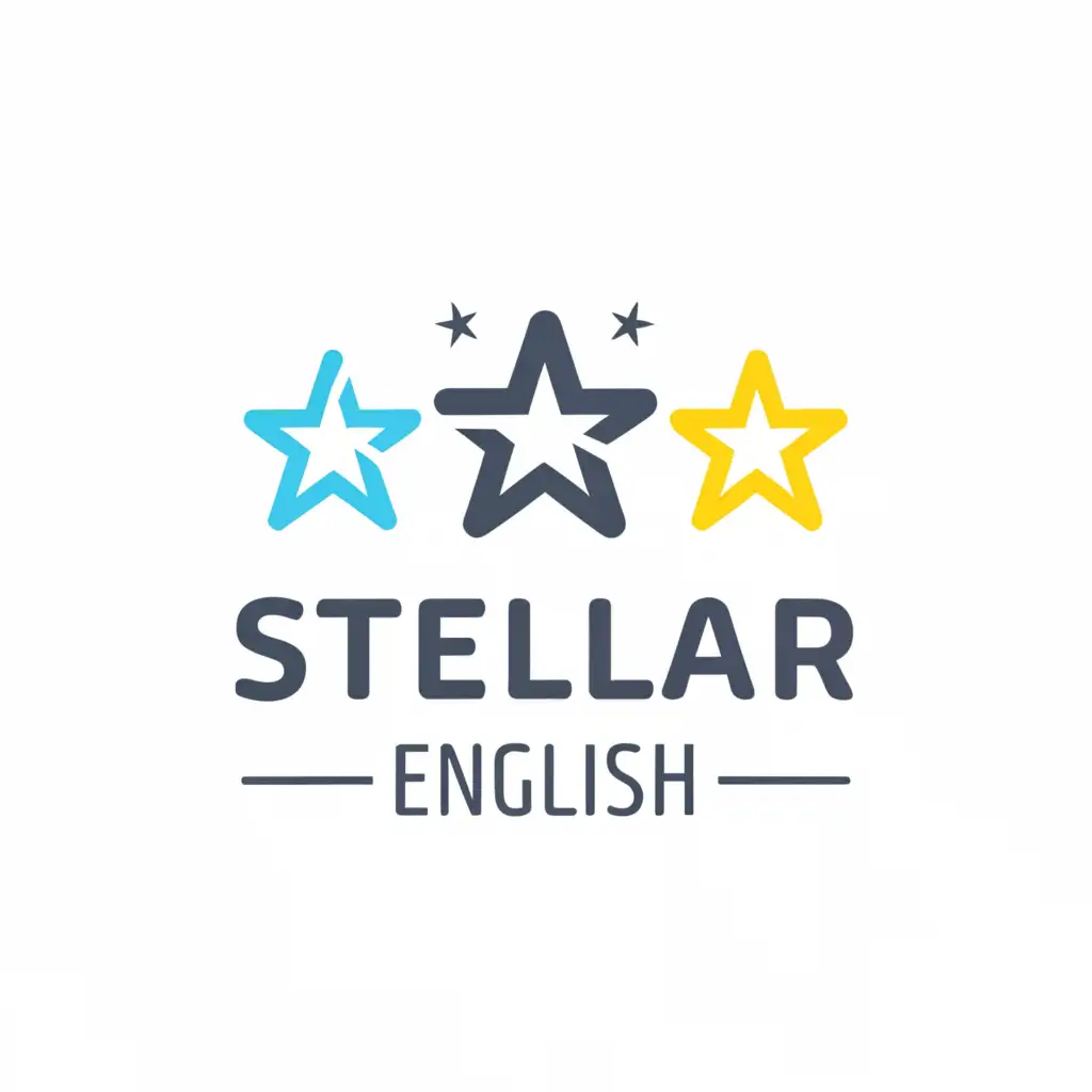 a logo design,with the text "Stellar English", main symbol:stars,Moderate,be used in Education industry,clear background