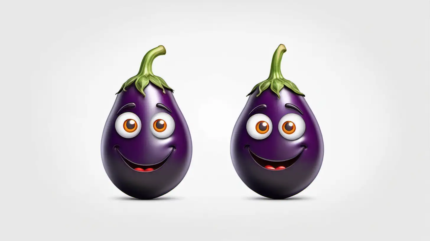 Eyeless Eggplant Emoji on White Background