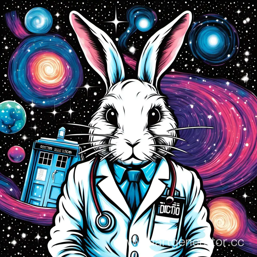 Доктор кто в теле пушистого белого кролика в космосе