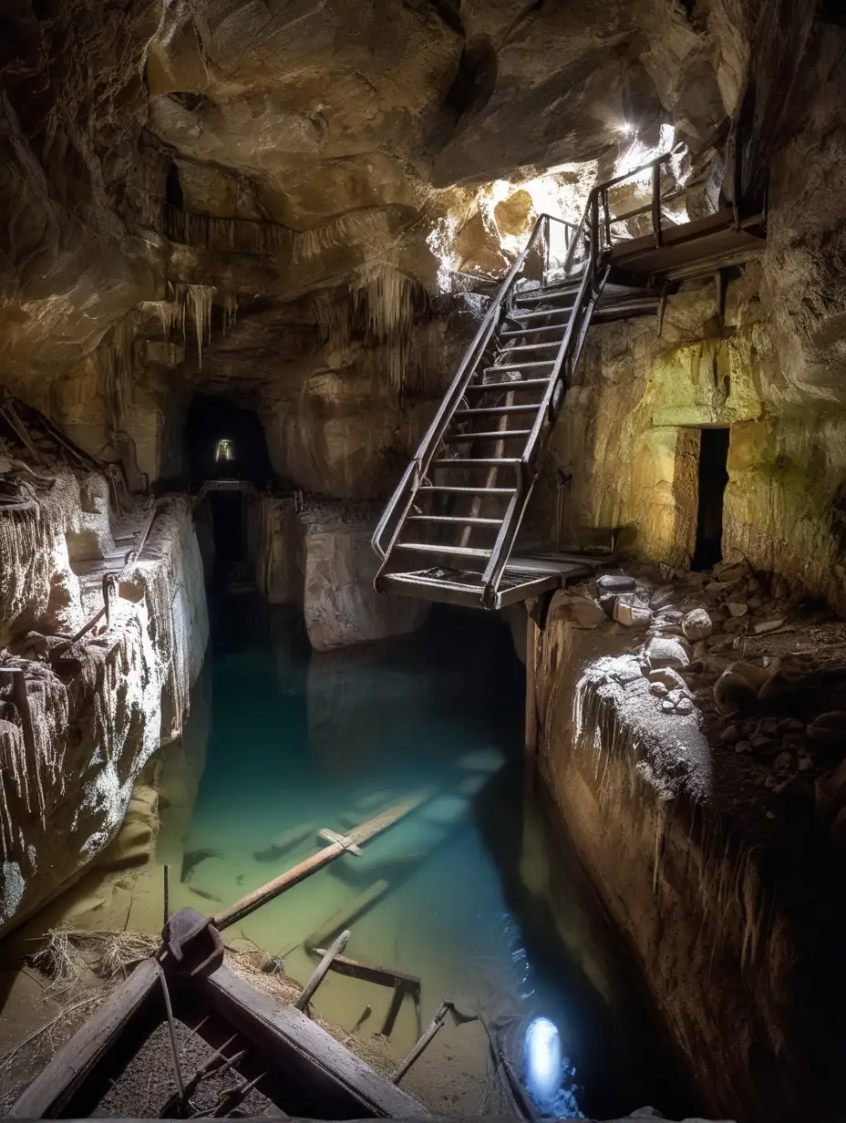 spooky abandoned mine, bootleggers, watery cave