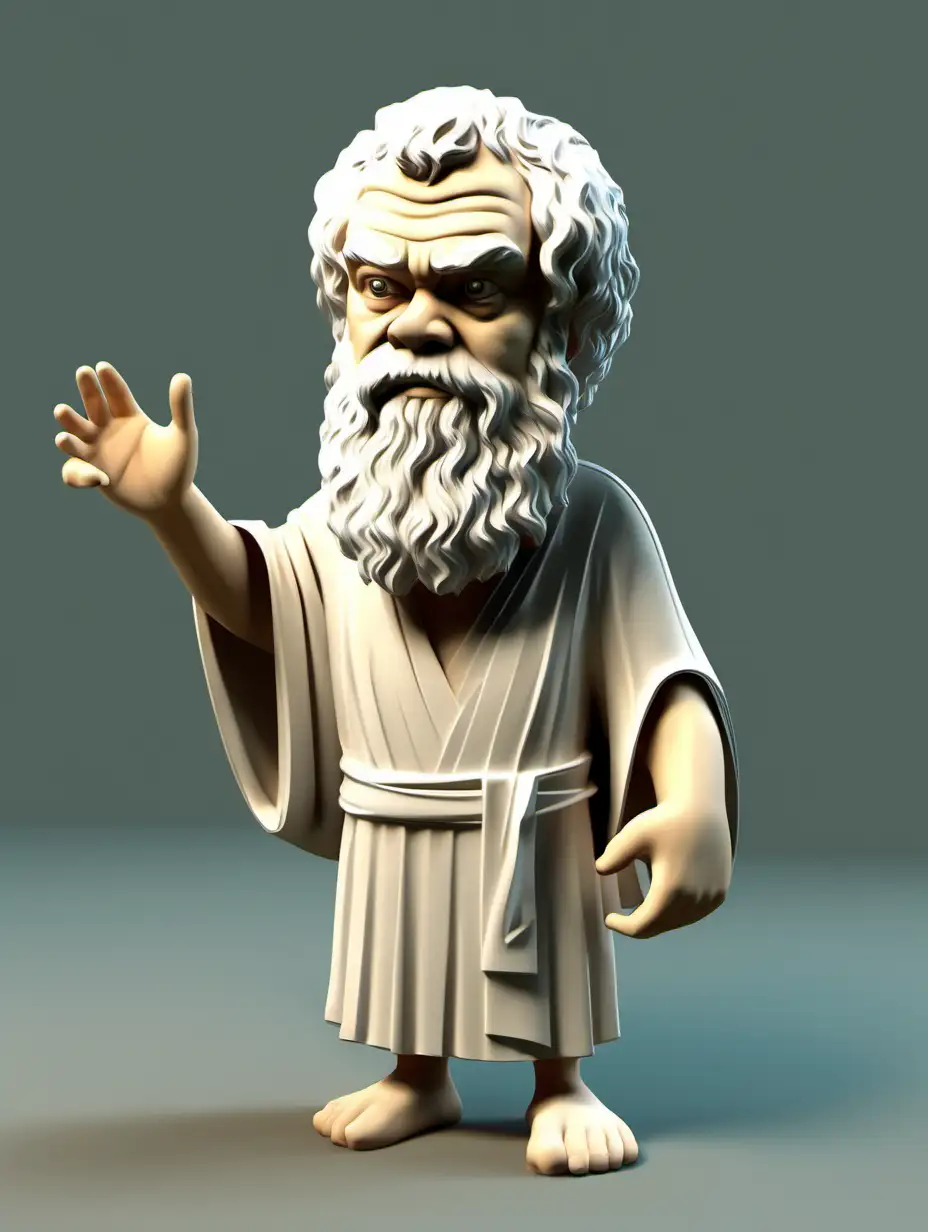 Philosopher Socrates in Playful 3D Cartoon Style