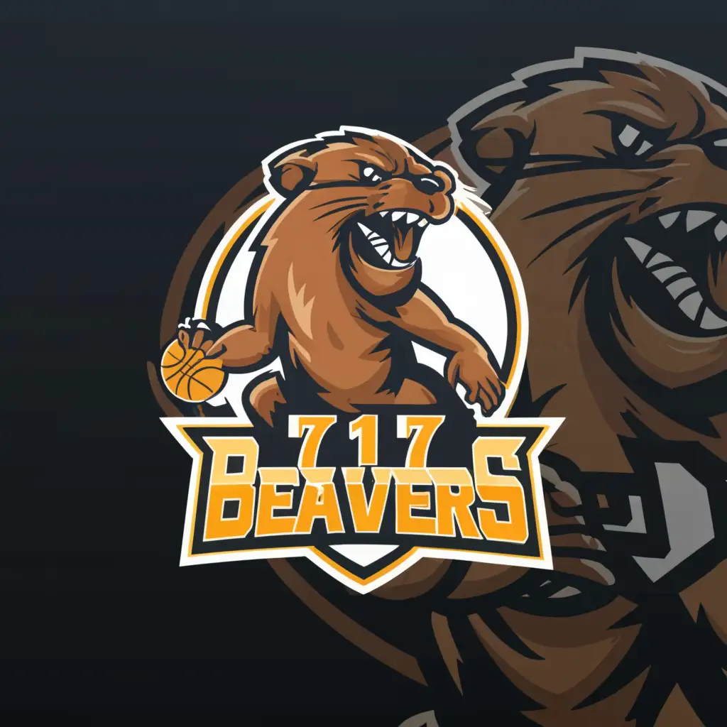 a logo design,with the text "717 Beavers, Beaver dunking a basketball", main symbol:Beaver,Moderate,be used in Sports Fitness industry,clear background