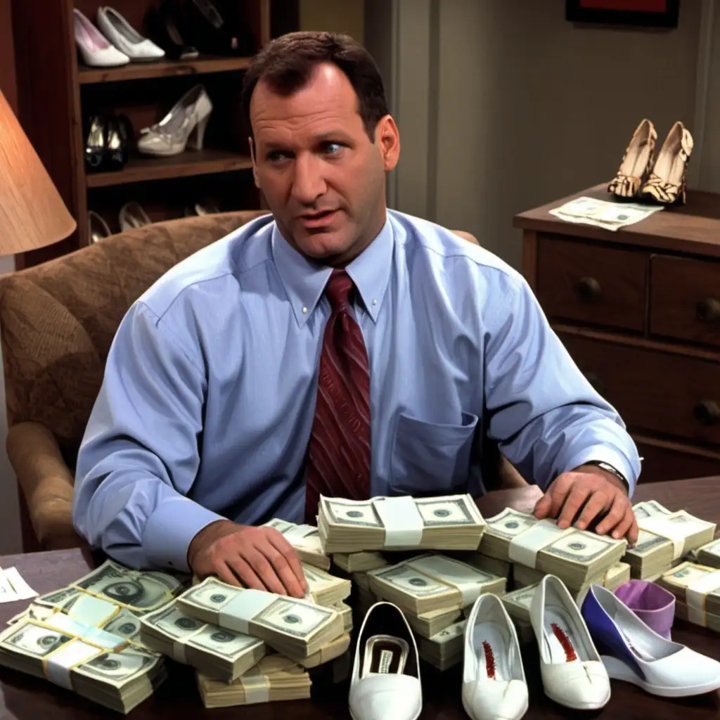 Al Bundy Surrounded by Cash and Womens Shoes