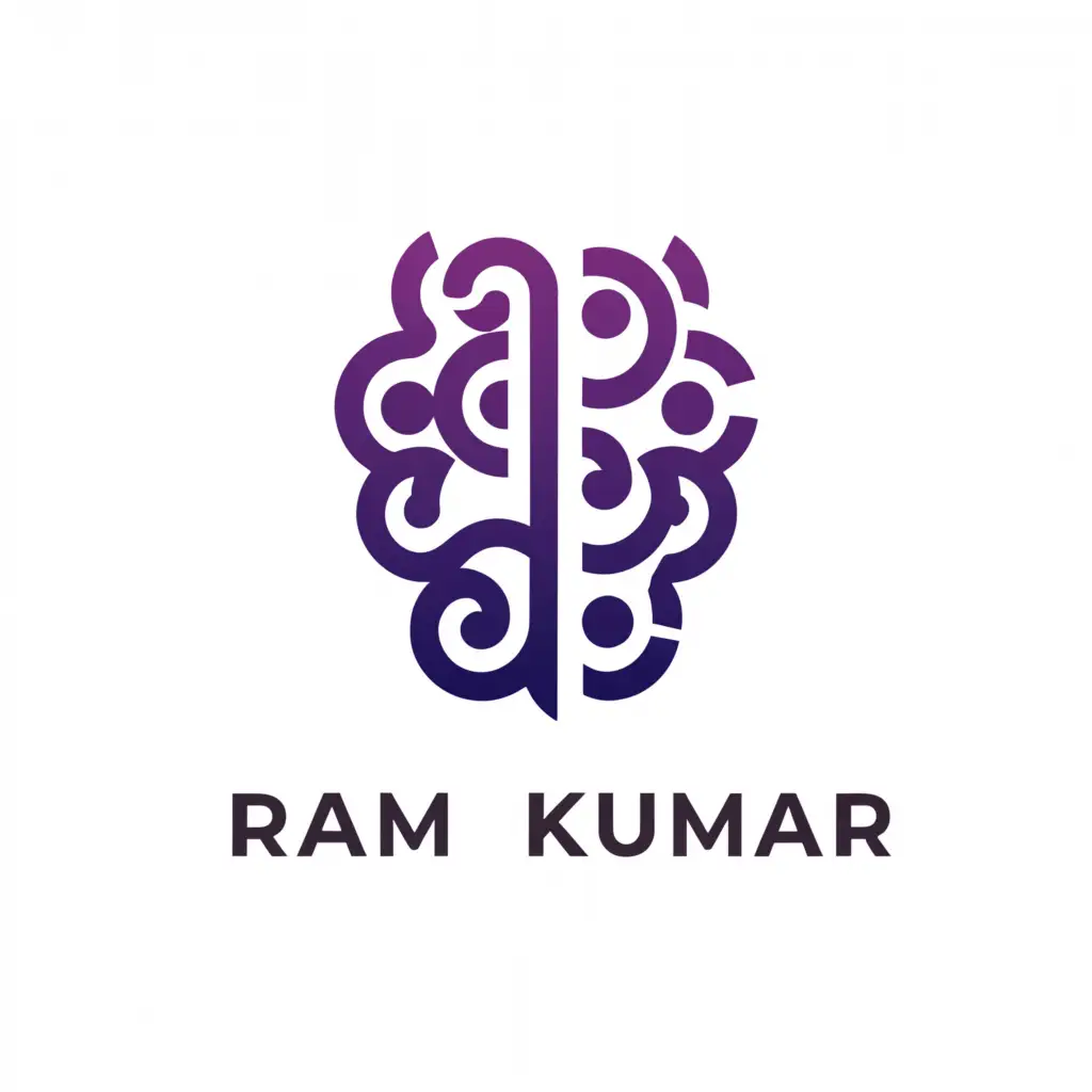 a logo design,with the text "RAM KUMAR", main symbol:brain with puple background
without any slogan,complex,be used in Entertainment industry,clear background