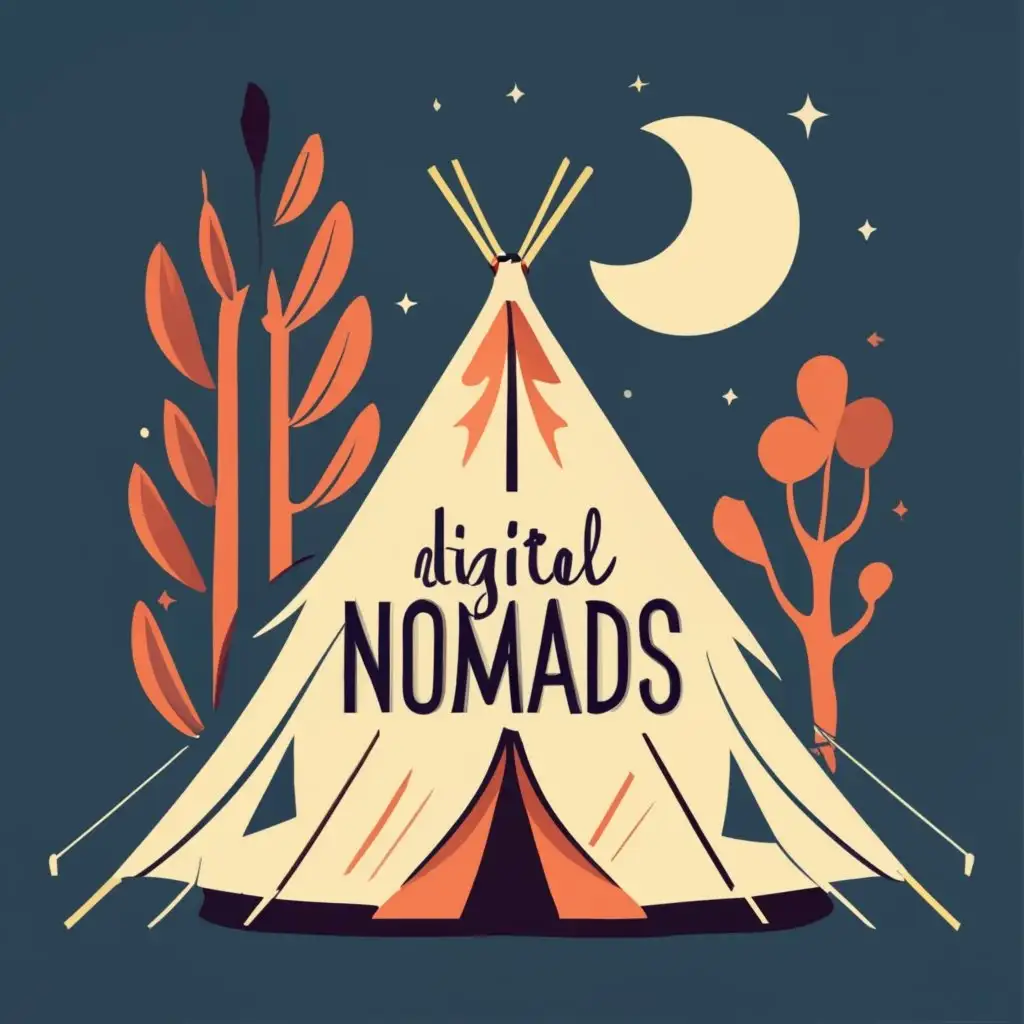 logo, camping, tent, hippie, digital nomads, with the text "AGRINOMADS", typography, be used in Travel industry