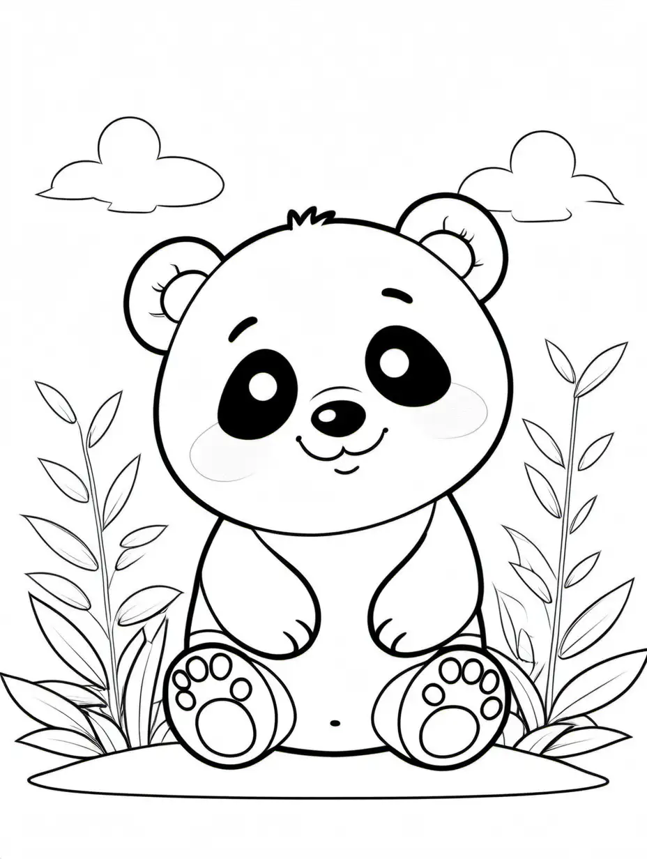 Adorable-Panda-Bear-Coloring-Page-Simple-Line-Art-on-White-Background