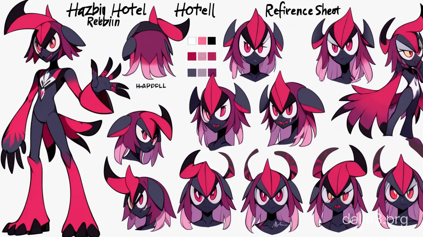 hazbin hotel reference sheet for an adoptable full height and headshot 