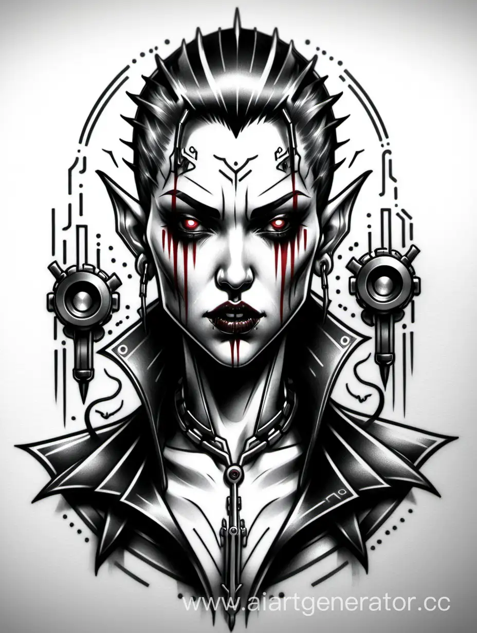 Cyberpunk-Vampire-Tattoo-Sketch