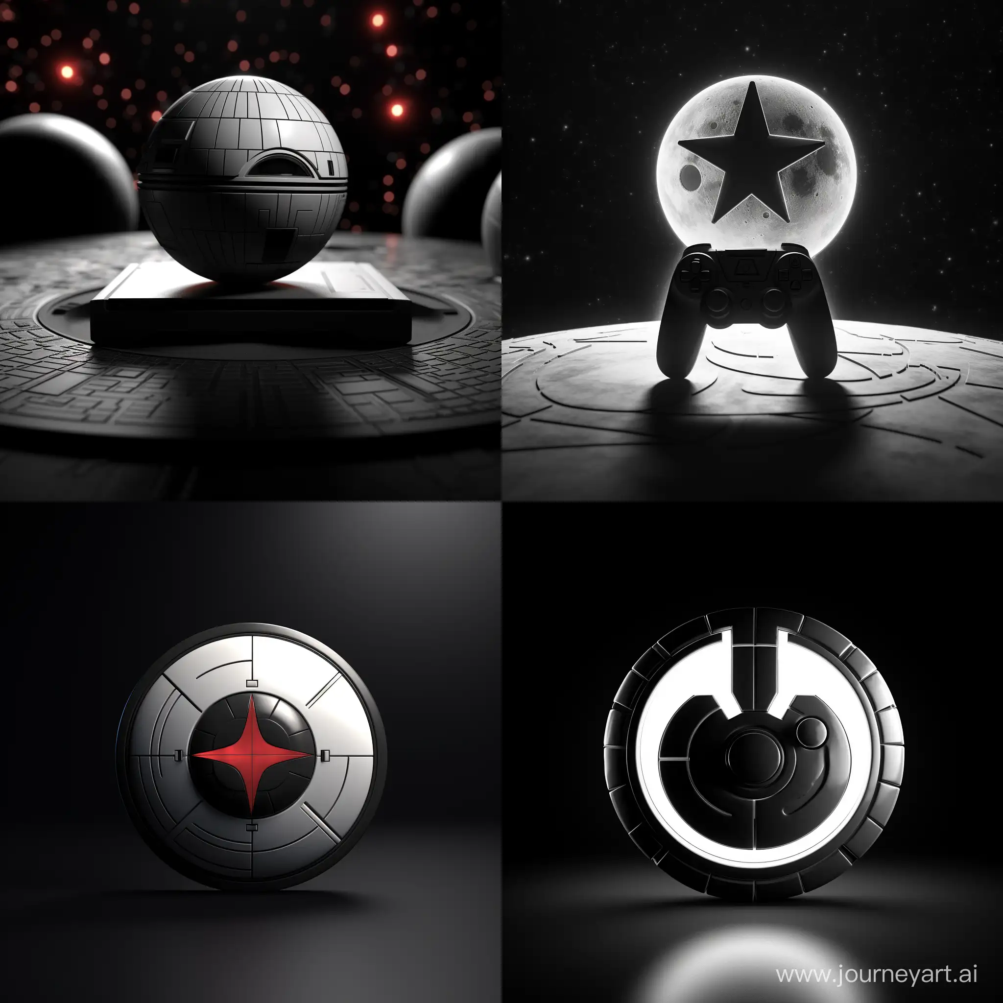 Contrast-of-Star-Wars-Logo-and-Joystick-in-Striking-Black-and-White-4K-Rendering