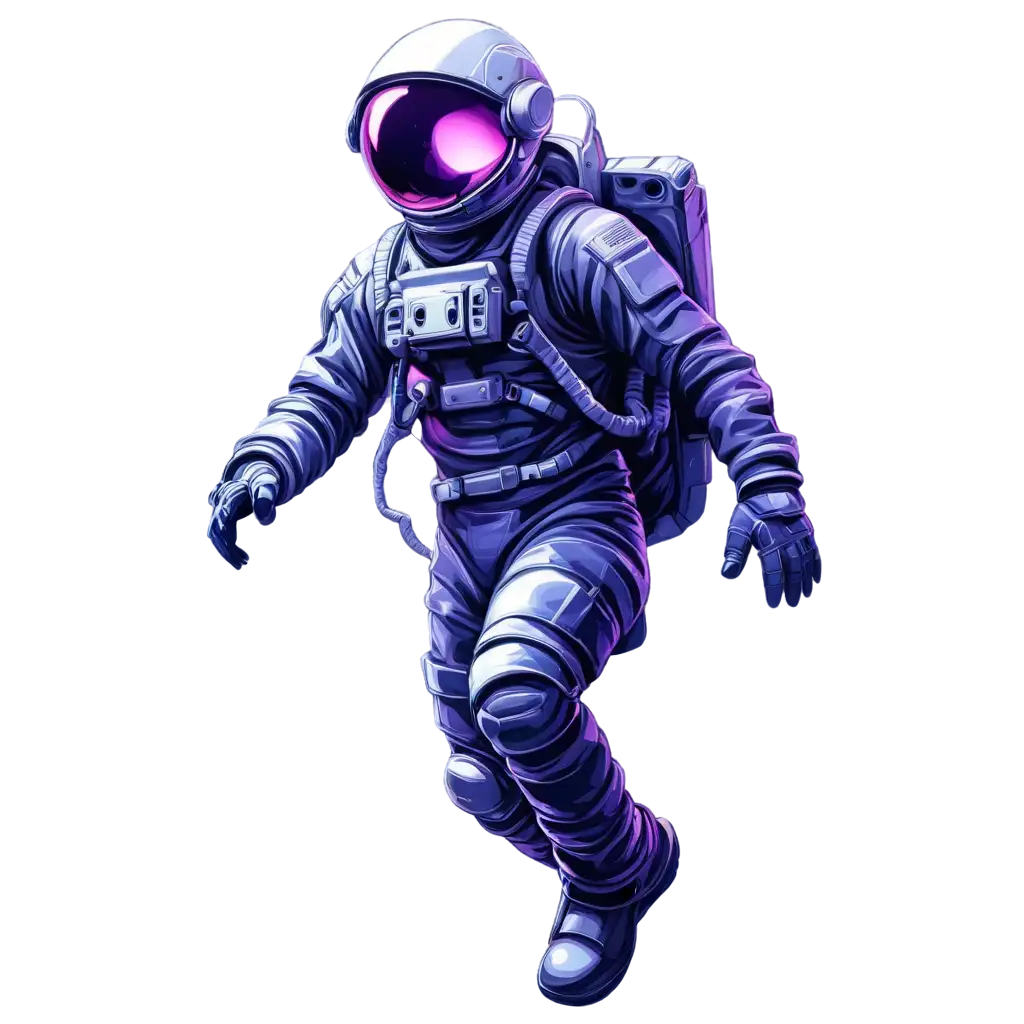 Stunning-Astronaut-Vector-Art-PNG-Explore-the-Depths-of-Space-in-Vivid-Navy-and-Purple-Hues