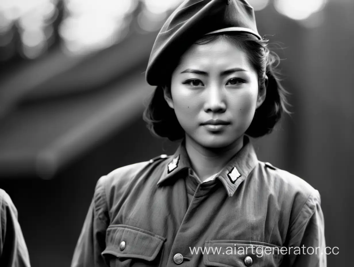 Historical-Portrait-Japanese-Woman-in-1945-Military-Uniform