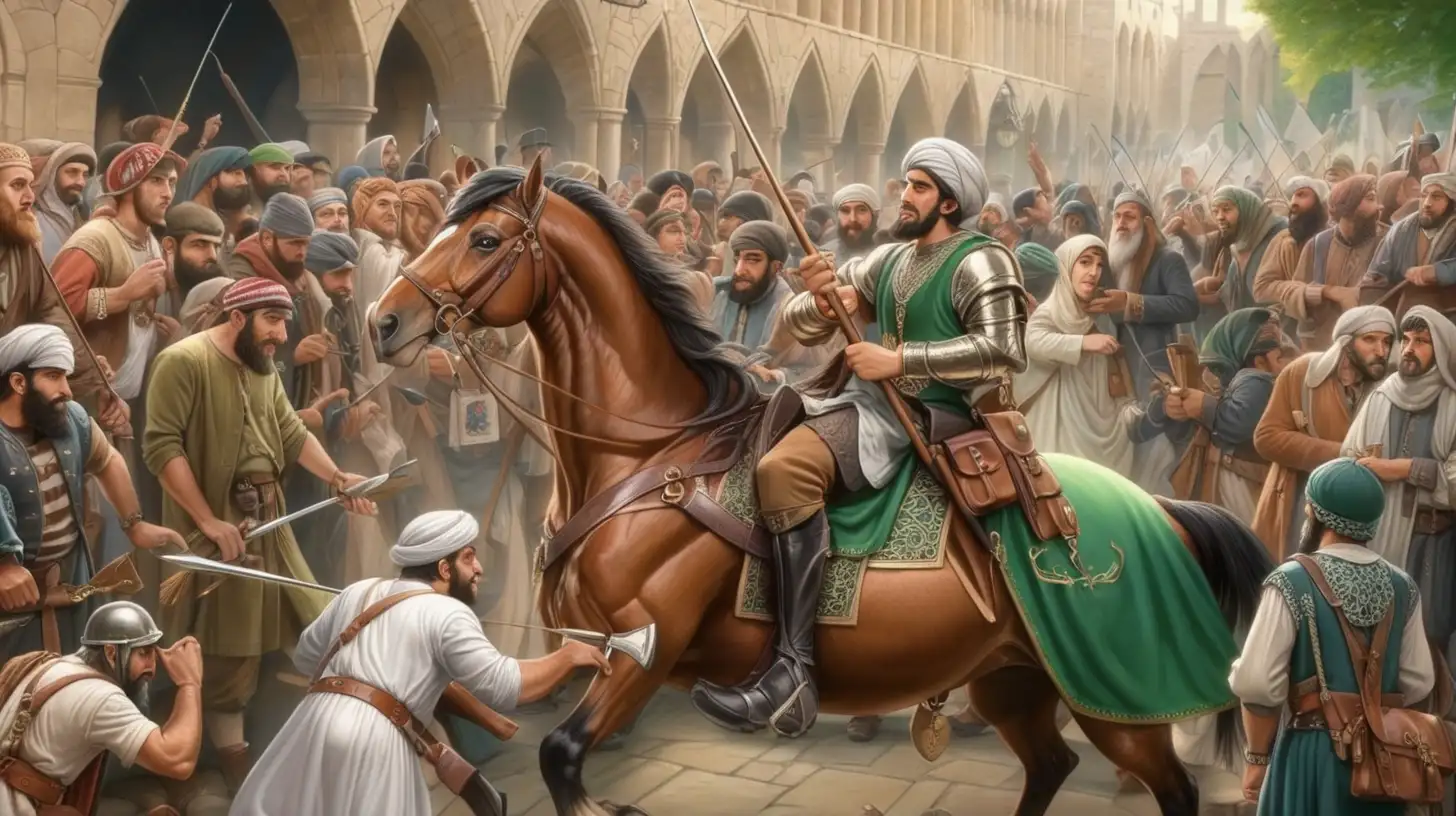 Iranian Muslim Robinhood Looting English Treasure Amid English Crowd