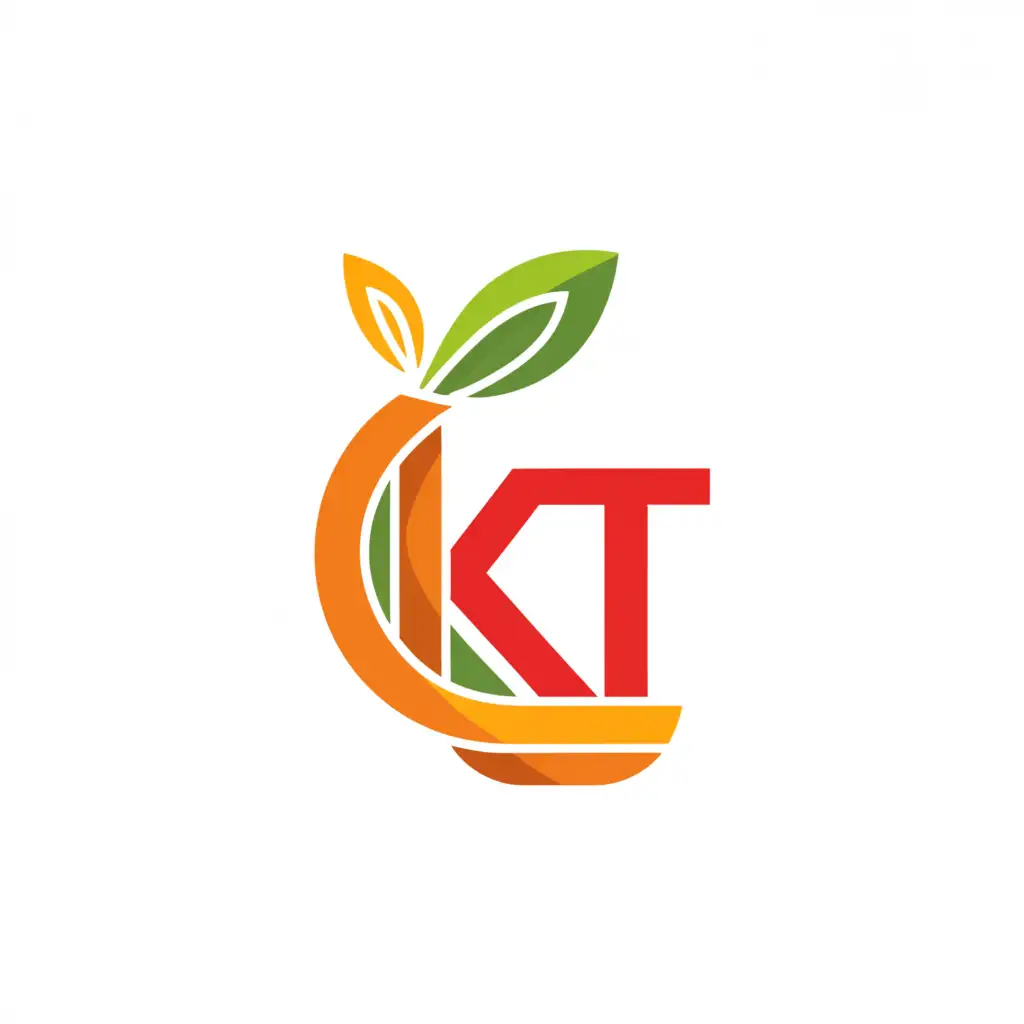 a logo design,with the text "KT", main symbol:food and drink for fruit, ice, cup,complex,be used in Restaurant industry,clear background