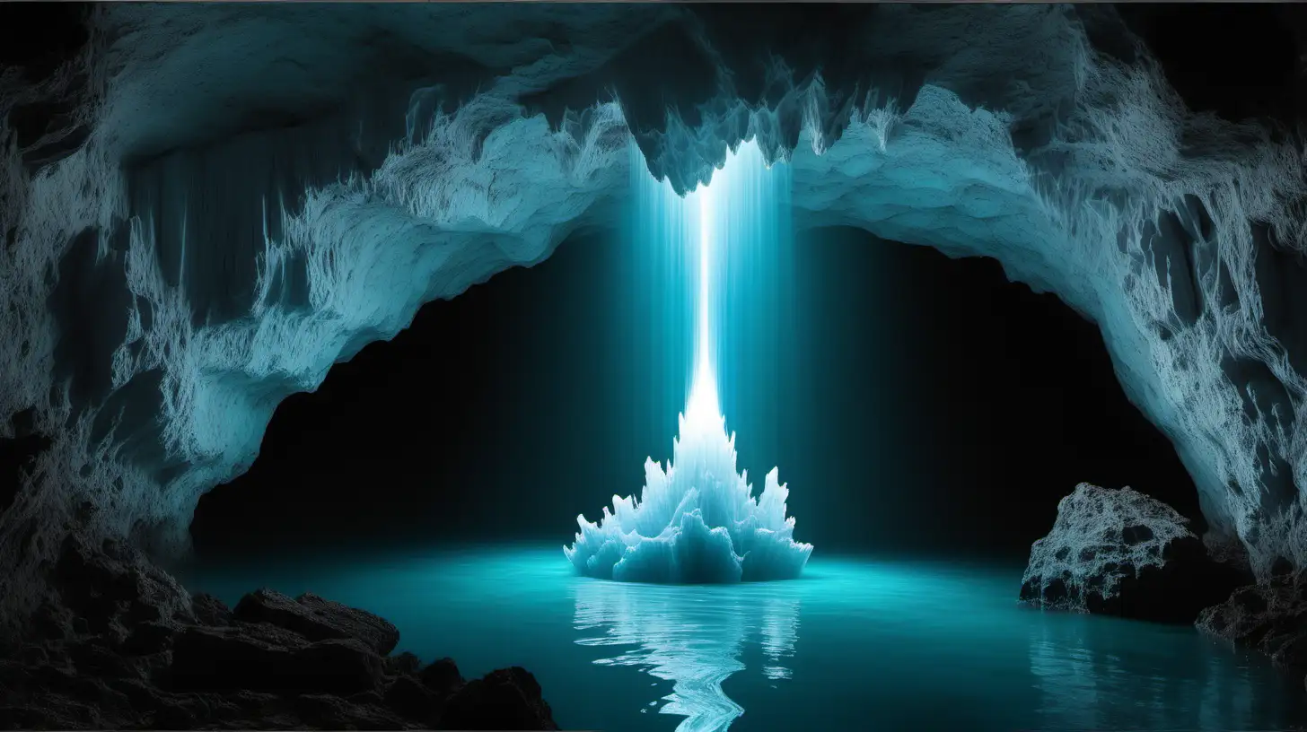 Enchanting Grotto with Mystical Pale Blue Energy