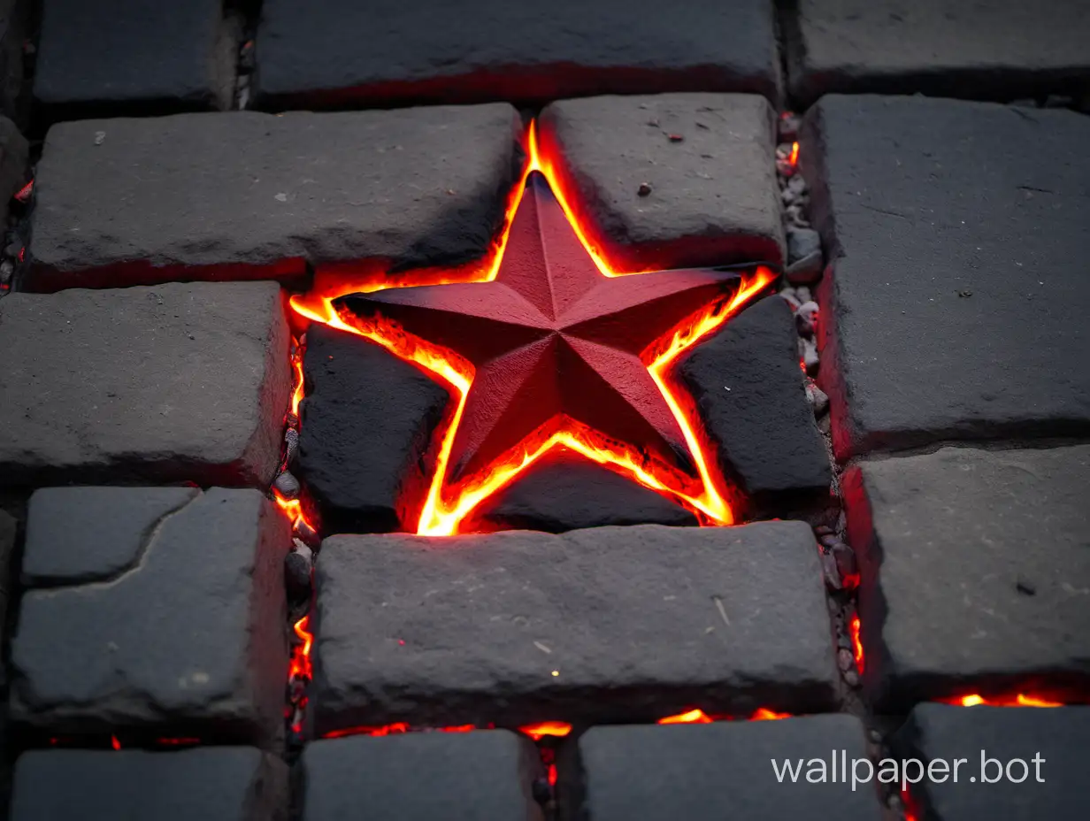 Fiery-Red-Star-Memorial-on-Cobblestone