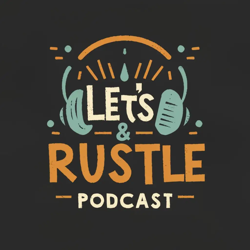 a logo design,with the text "podcast LET'S RUSTLE", main symbol:Let's make some noise, school of creative industries,Moderate,be used in Events industry,clear background