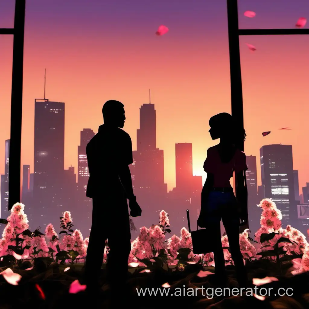 Romantic-Gesture-in-GTA-Cityscape-with-Flower-Petals