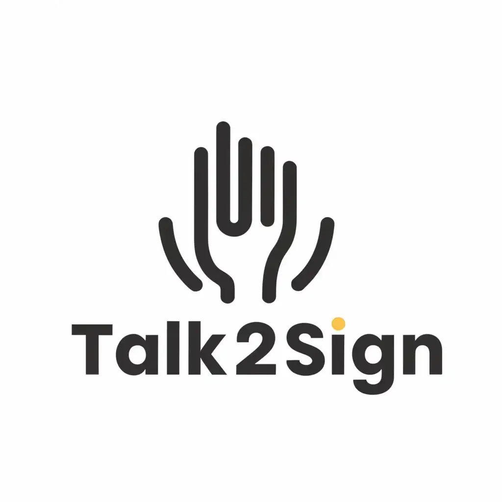 a logo design,with the text "TALK2SIGN", main symbol:HAND GESTURES,Minimalistic,be used in Technology industry,clear background