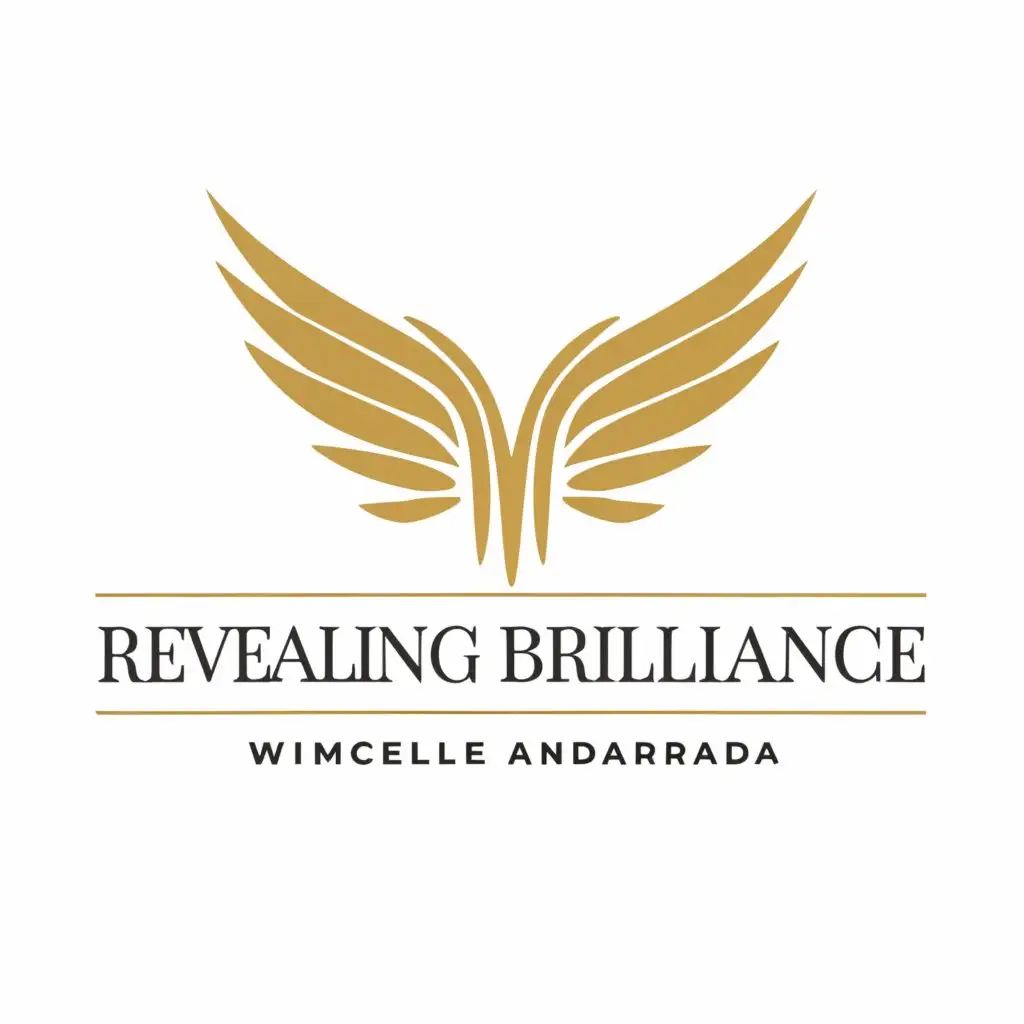 a logo design,with the text "REVEALING YOUR BRILLIANCE
with Michelle Andrada", main symbol:St. Michael Archangel Wings,Minimalistic,clear background