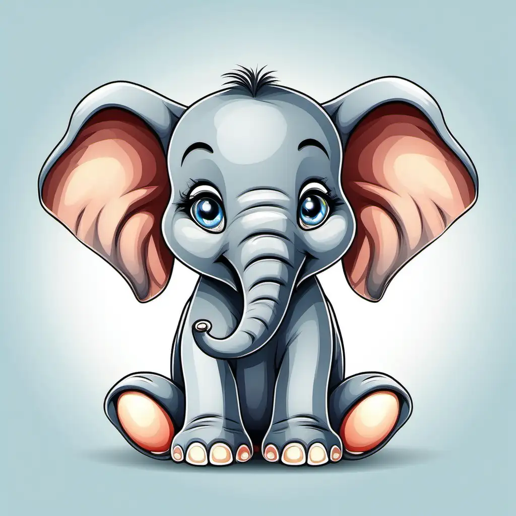 A baby cute elephant, cartoon style, ultra detailed