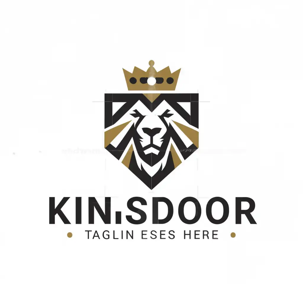 a logo design,with the text "kingsdoor", main symbol:garagedoor with lion,Moderate,be used in Construction industry,clear background