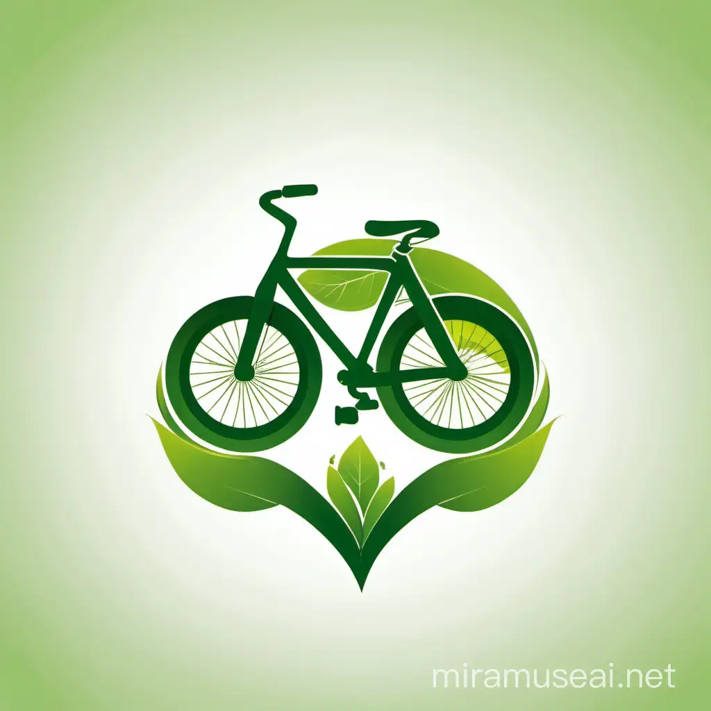 Bicycle Logo and Ecology Sign on White Background
