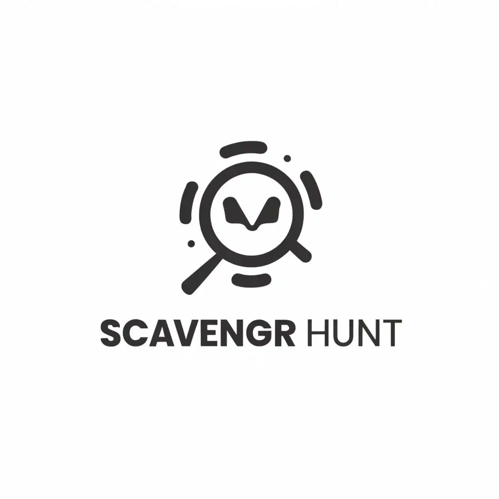 a logo design,with the text "scavenger hunt", main symbol:search, treasure hunt,Minimalistic,be used in Events industry,clear background
