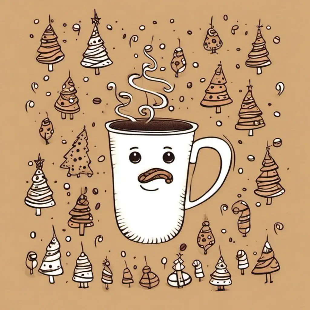 funny coffee christmas card like a drawing