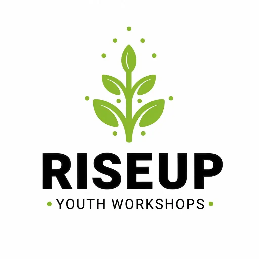 logo, plant growing, with the text "Rise Up Youth Workshops", typography, be used in Nonprofit industry