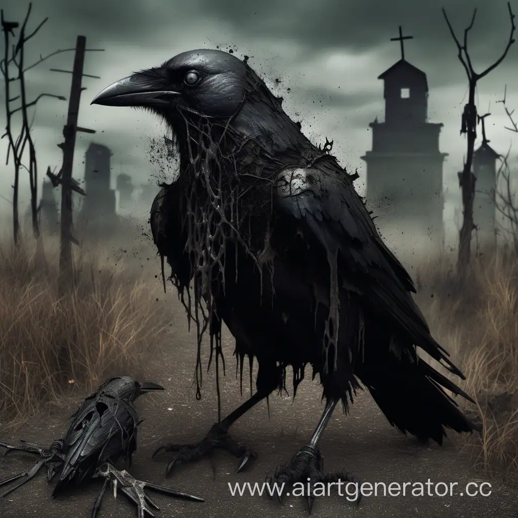 Eerie-Decay-Crow-in-an-Abandoned-Setting