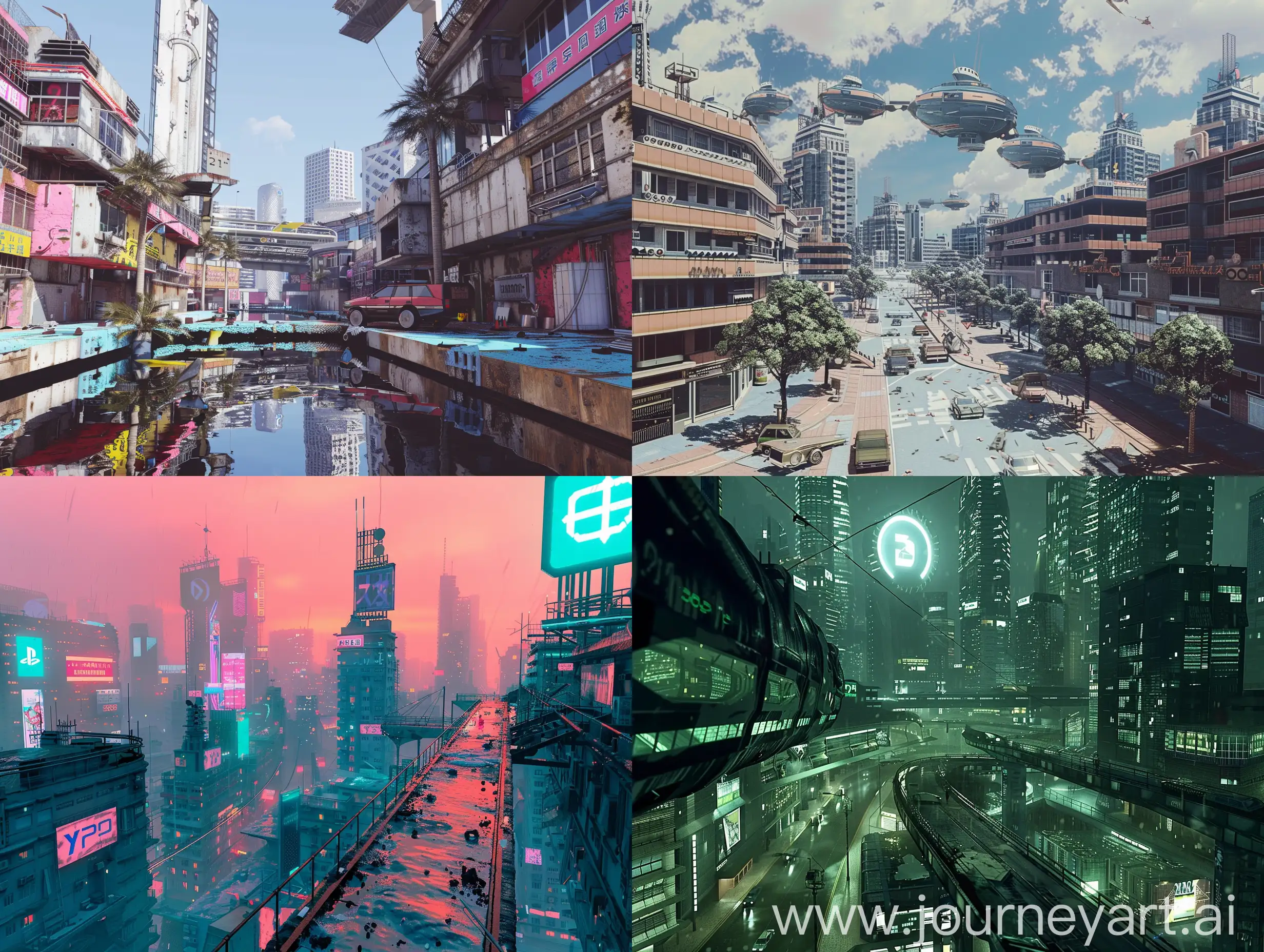 a city, genre, retro, modern, futurism, y2k aesthetic, nostalgic trend, environment, old PlayStation 2 2000s graphics, render, video game,90s, old graphics,

