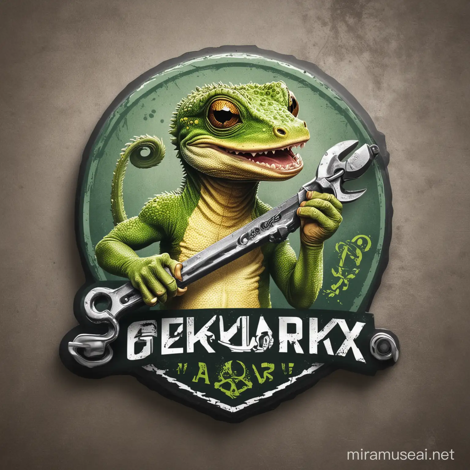 Gecko Worx Garage Logo Gecko with Wrench