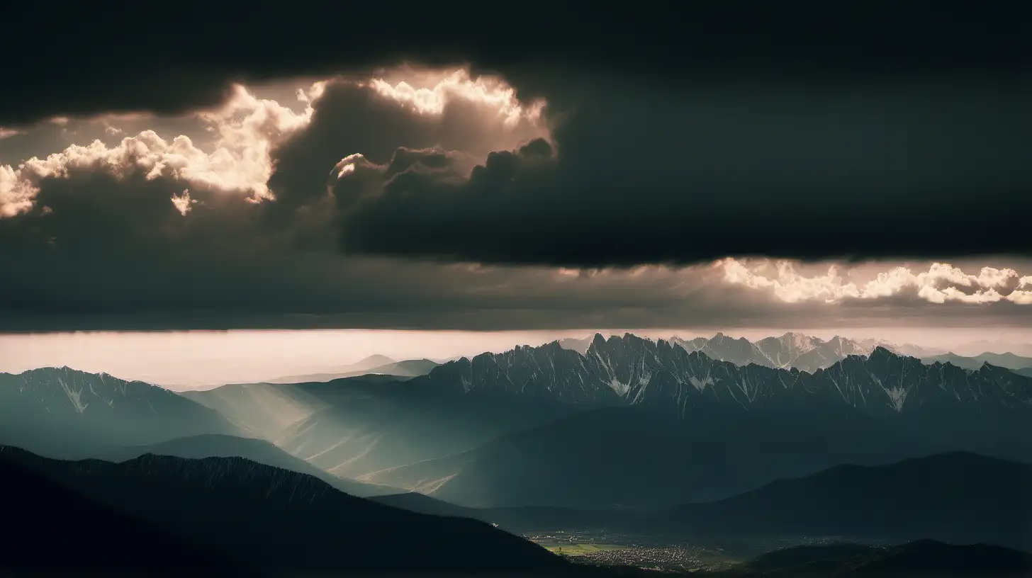 mountains and clouds, ambient light,
