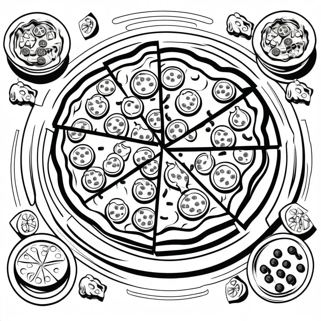 Vibrantly Illustrated Italian Pizza Coloring Page for All Ages