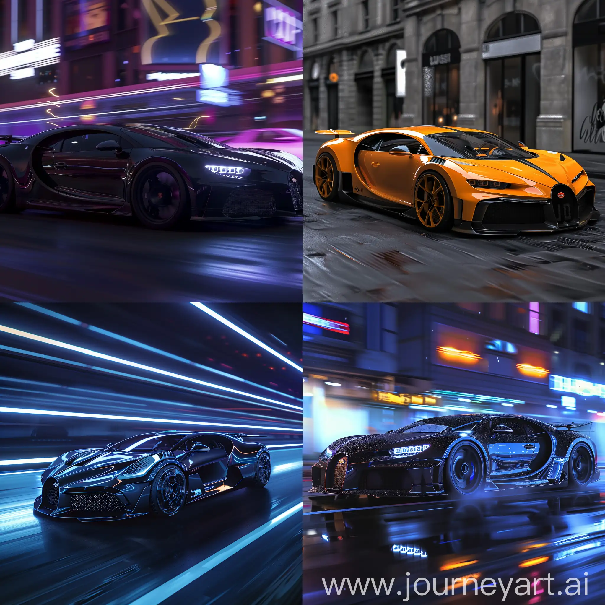 4k realistic fast shot of a hypothetical car with features design from both bugatti veyron and lamborghini huracan