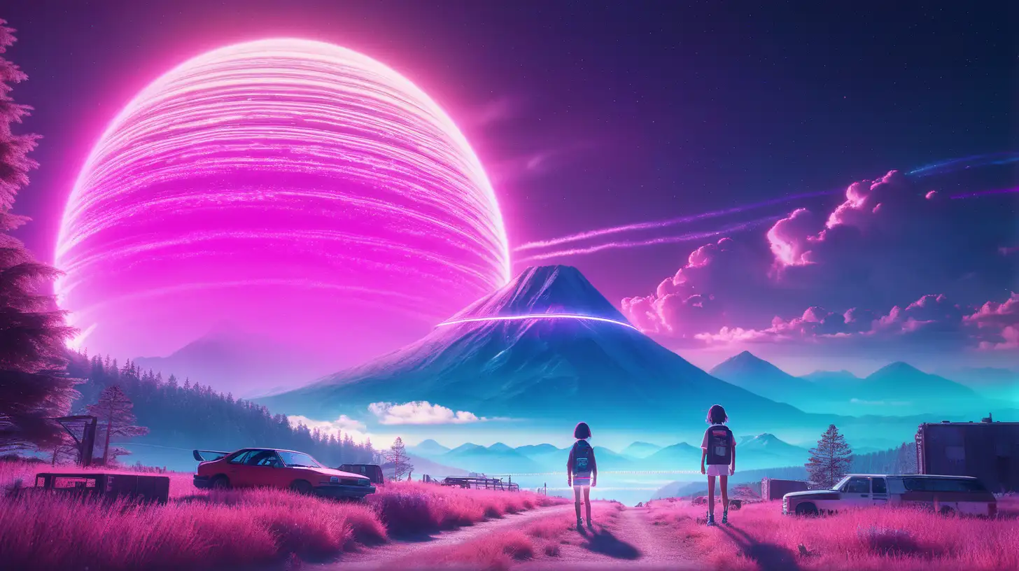 Radiant Synthwave Terragen Hyper Realistic AnimeInspired PostApocalyptic UFO Scene