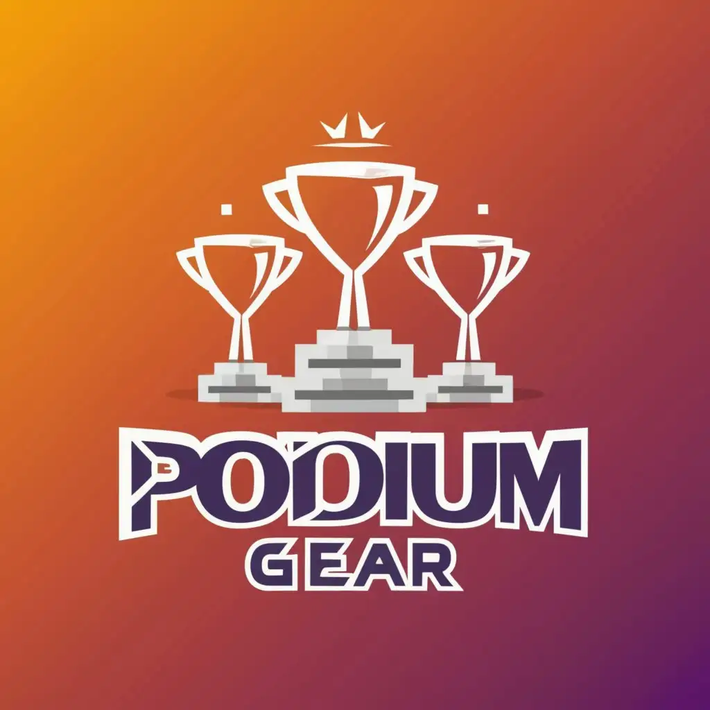 a logo design,with the text "PodiumGear", main symbol:Concept	Description	Symbolism
Podium	Use imagery of a podium or a trophy to symbolize success and high performance.	Reflects the aspiration and quality of the apparel.
,Moderate,clear background