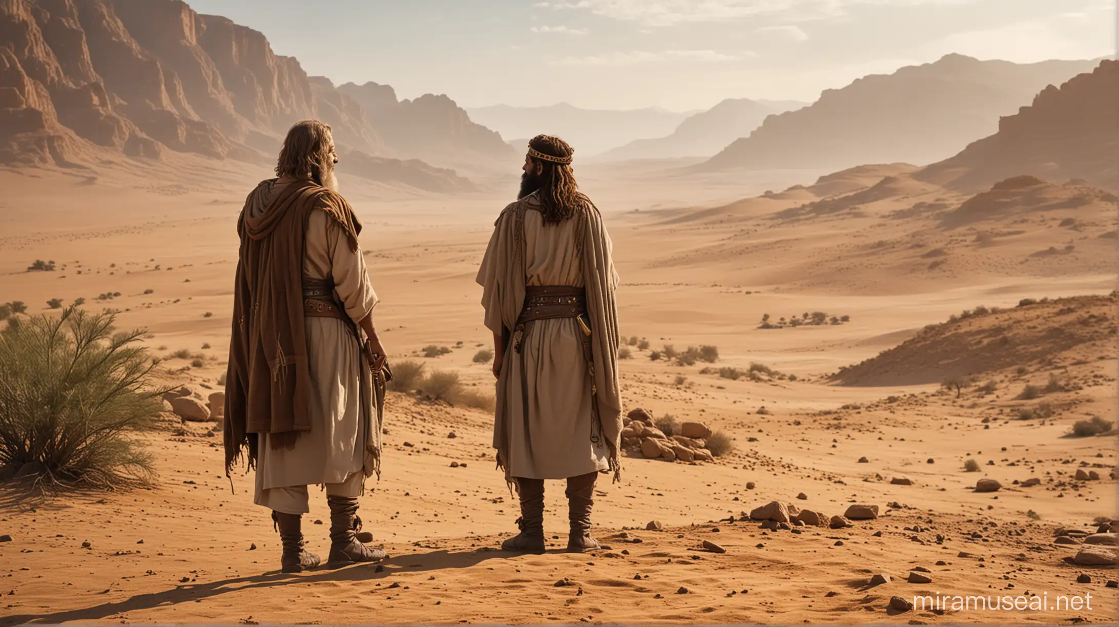 Abraham Conversing with King Elam in the Biblical Desert