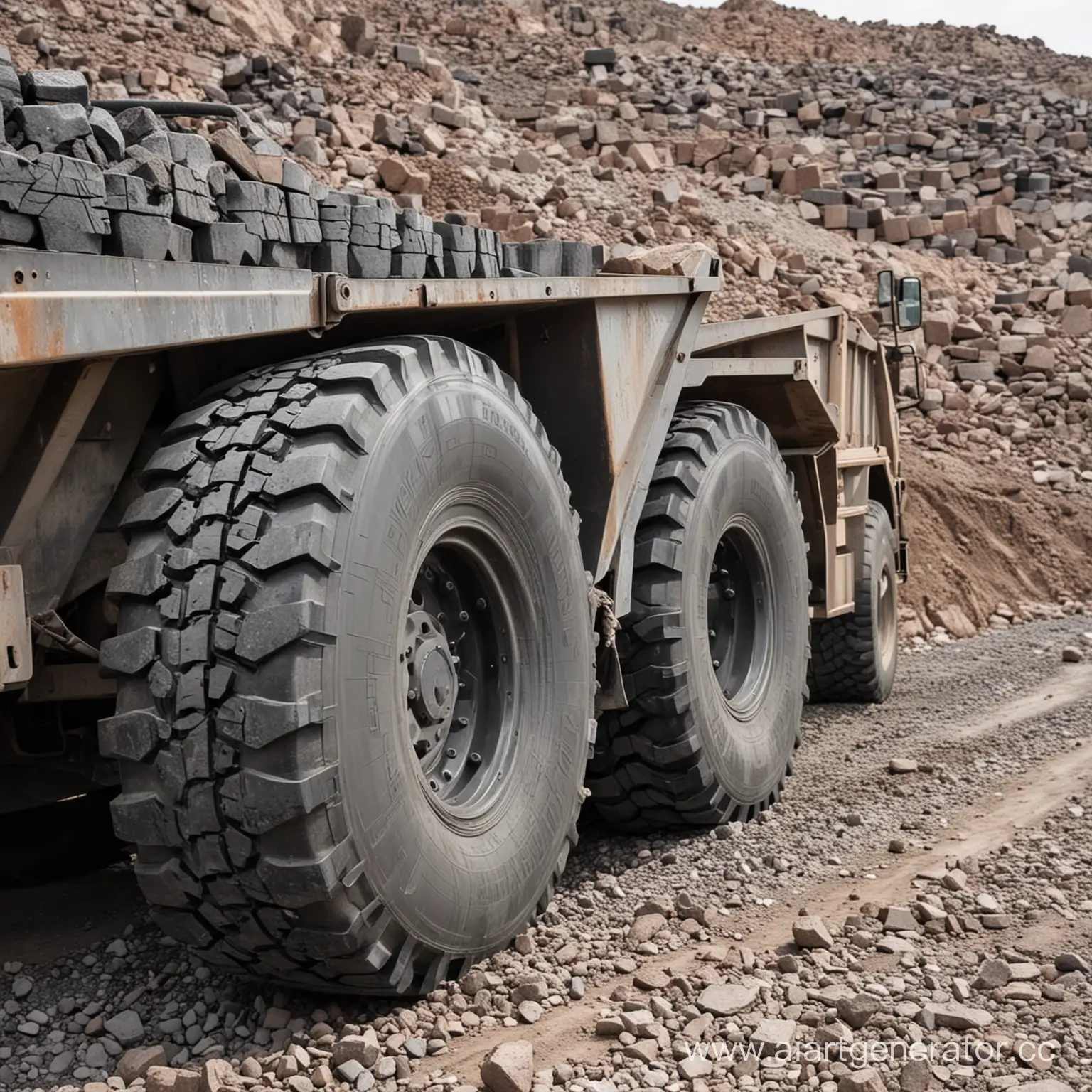 Dump-Truck-with-HeavyDuty-Tires-at-Quarry-Site